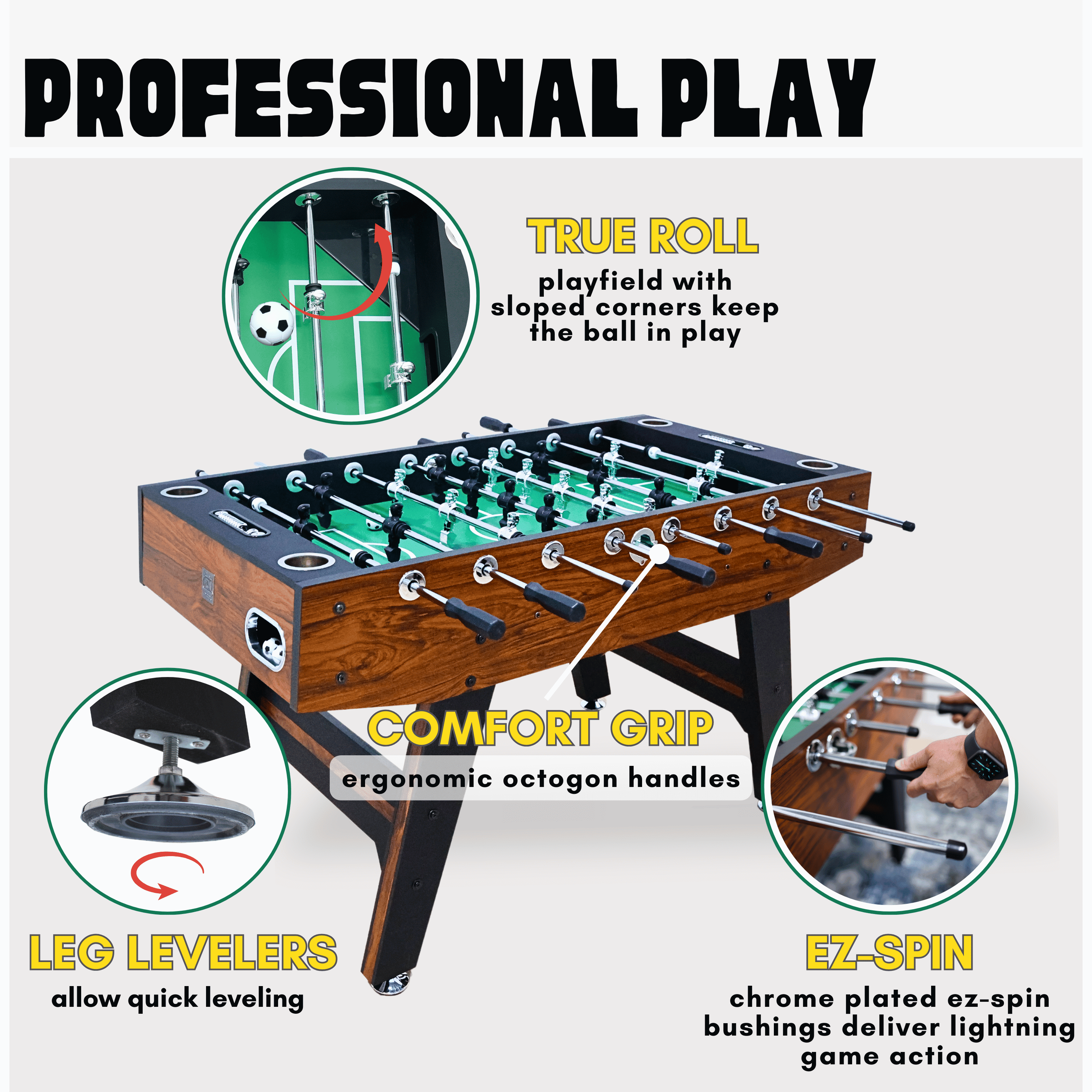 Freetime Fun Foosball Table Adult Size 56" for Game Room, Full Size Easy Assembly Soccer Foosball Table  - SKU RF4300
