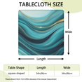 thumbnail image 2 of Teal Marble Gold Wave Pattern Square Fitted Tablecloth with Elastic Edge,Square Table Cover,Washable Elastic Table Cover for Home Kitchen Party Decor 34"x34", 2 of 6