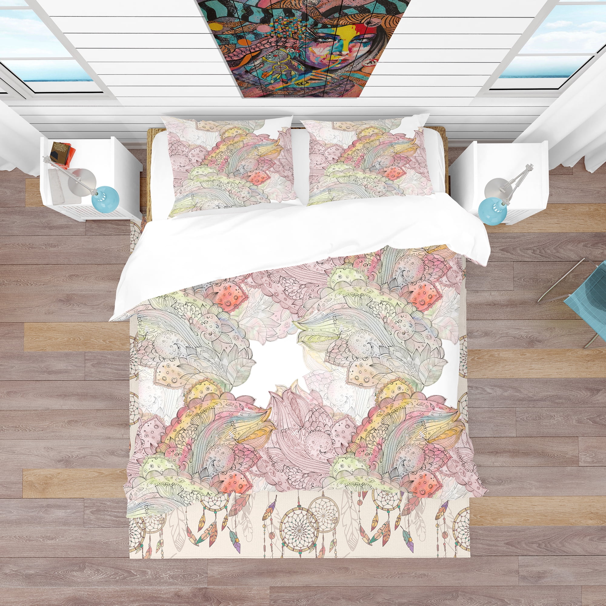 Designart 'Watercolor Painting with Ethnic Motif' Bohemian & Eclectic Duvet Cover Set