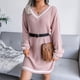 thumbnail image 4 of Vestido suelto, vestido con escote en V, vestido largo holgado con escote en V, vestido de manga larga con escote en V, confiable y duradero, 4 of 9