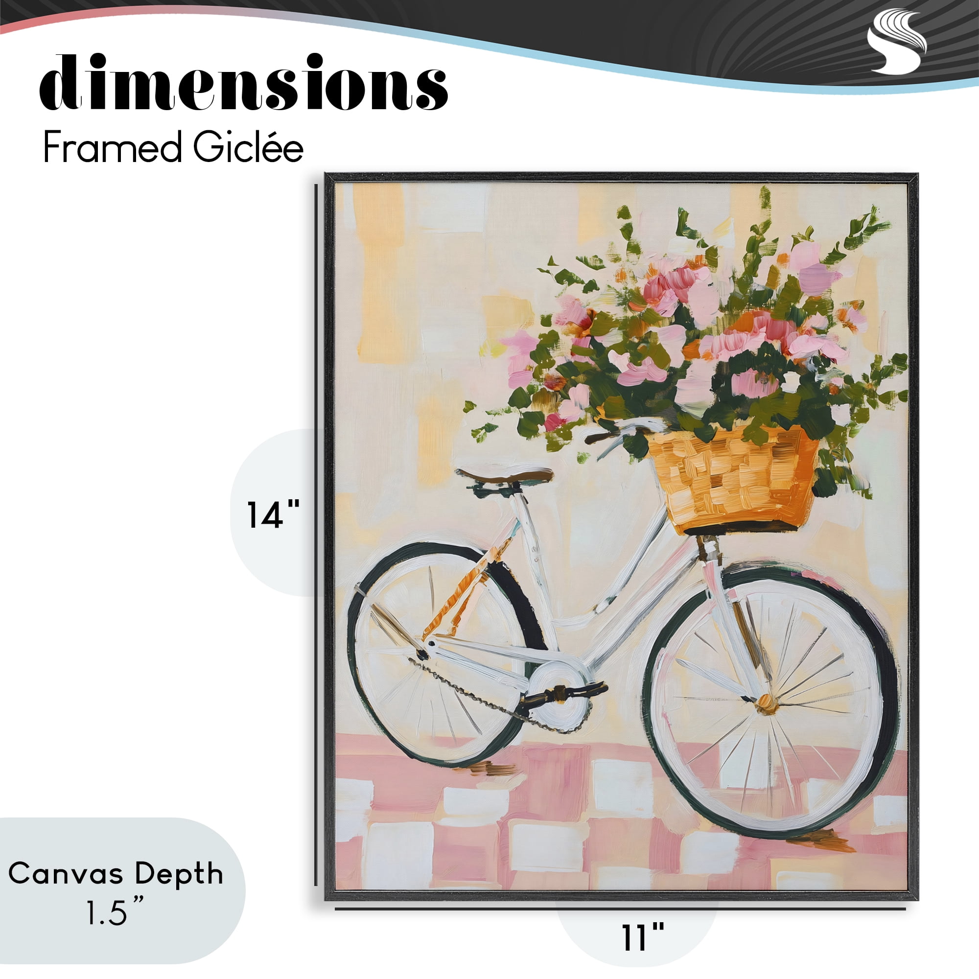 Stupell Industries Blooming Bicycle Basket Black Framed Giclee Art, design by The Prints Vibe