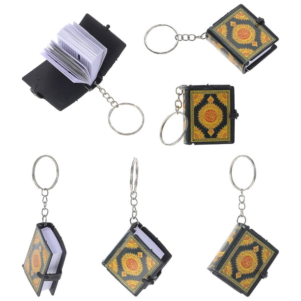 6 Pcs Tote Purse Quran Keychain English Bible Key Chain Mini Bible Keychain