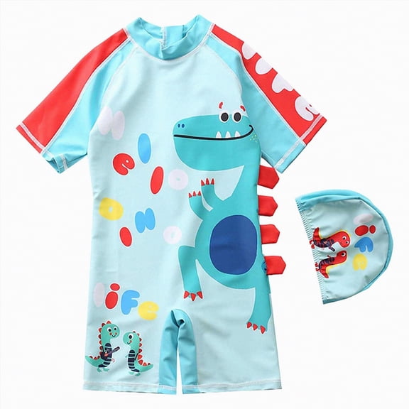 Ccpelsie Boys Rash Guard Set - 2 Piece Quick Dry Short Sleeve Swim Shirt and Swim Trunks for Boys(Mint Green,2-3 Years)