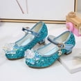 thumbnail image 4 of VeFlora Girls Dress Shoes, Glitter Princess Shoe, Flower Mary Jane Low Heels, Party Wedding Prom Footwear for Toddler Kids(Blue4/5-5.5 Years Little Child), 4 of 8