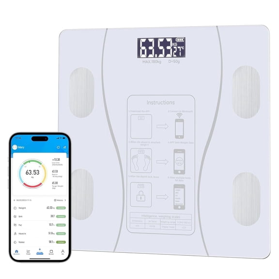 Smart Body Fat Scale, Bluetooth Digital Bathroom Scale with 18 Body Composition Analyzer, USB Rechargeable, 400lbs Capacity, Black/Pink/White(Batteries Not Included)