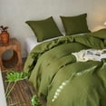 thumbnail image 4 of Simple&Opulence Linen Duvet Cover Set-Pure Linen 3 Pieces Bedding Set, 1 Duvet Cover 104 × 92 Inches and 2 Pillowcases-Coconut Button Collection Soft & Cozy ,Cooling Bedding-Olive Green, King, 4 of 8