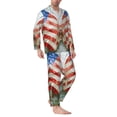 thumbnail image 2 of Balery Patriotic Butterfly Floral Pijama para Hombre de Dos Piezas con Manga Larga, Conjunto de Dormir y Descanso Suave con Bolsillos-Large, 2 of 7