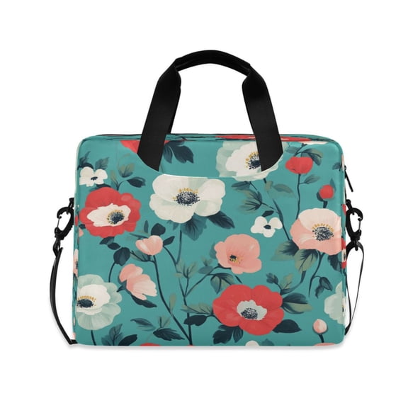 16inch Laptop Briefcase, Business Laptop Bag with Detachable Strap & Padded Compartment, Water-Resistant Polyester,Floral