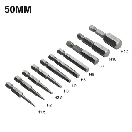 

10pcs 1/4 Hex Shank Magnetic Head Screw Driver 50mm Screwdriver Bits H1.5-H12