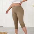 thumbnail image 3 of Plus Size Capris for Women Tights Casual Stretch Elastic Waist Split Hem Sweatpants Comfy Workout Lounge Pants, 2XL, 3 of 6
