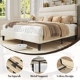 thumbnail image 5 of Bolvdo King Bed Frame with Velvet Upholstered Headboard, Metal Support, No Box Spring Needed, Noise Free, Easy Assembly, Beige, 5 of 8