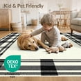 thumbnail image 4 of ODIKA 8'x10' Washable Area Rug Striped Border Farmhouse Bold Banded Frame Ticking Ivory Tan Refined Structured for King Size Bedroom Under Bed, Master Suite, Non-Shedding, Easy Care, 4 of 7