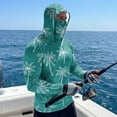 thumbnail image 5 of Men's UPF 50+ Sun Hoodie Long Sleeve Hooded Fishing Shirt Palm & Ocean Scenic Pullover Cooling Ice Silk Breathable Quick-Dry Moisture Wicking 4-Way Stretch for Commute Fishing Hiking Green M, 5 of 7