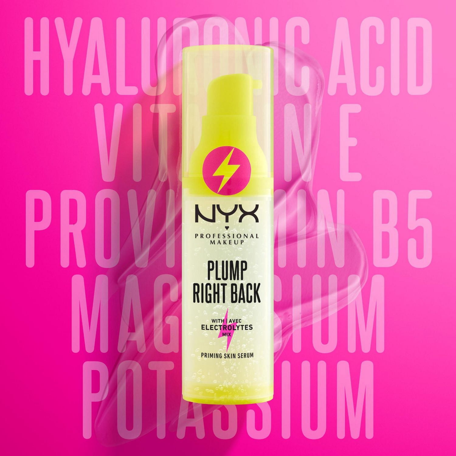 NYX Professional Makeup, Base + sérum Plump Right Back, Formule sérum hydratante et adhérante, Effet lisse immédiat, Fini repulpé, Formule végane - 01 Clear, 30mL