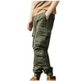 thumbnail image 3 of BXINGOHAI Cotton Cargo Pants For Men Big and Tall Hiking Pants Heavyweight Loose Fit Work Pant Breathable Elastic Waistband Pants Solid Sport Long Pants With 8 Pocket Army Green Army Green,XXXXL, 3 of 4
