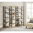thumbnail image 3 of Tribesigns Industrial Large 5-Tier Bookshelves for Display and Storage, Modern Triple Wide 14 Shelves Etagere Bookcase with Metal Frame & Vintage Wood, Vintage Browm, 3 of 6