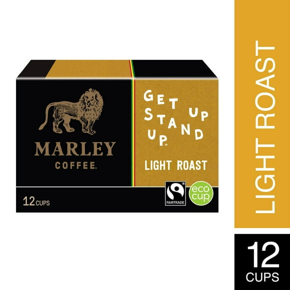 Marley Coffee Get Up Stand Up, Light Roast, Single Serve K-Cup Compatible Capsules, 12 Count