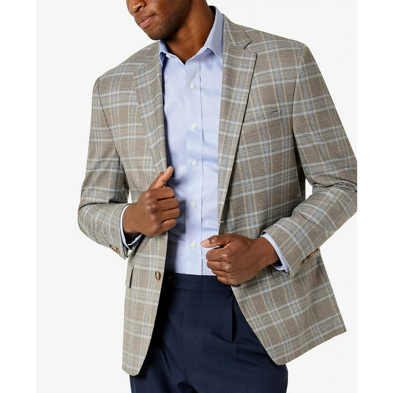 Lauren Ralph Lauren Men s UltraFlex Plaid Blazer 42L Tan Blue
