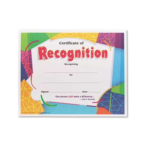 Certificate of Recognition Awards 8-1/2 x 11, 30/Pack