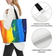 thumbnail image 3 of Ratiio Rainbow Colored Print Reusable Grocery Bags - Washable, Foldable, Packable Tote, Large Handles, Heavy Duty, Zippered Top Pouch, 3 of 7