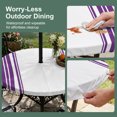 thumbnail image 3 of Round Outdoor Tablecloth with Umbrella Hole and Zipper, Purple Striped Fitted Table Cover with Elastic Edge for 36-44 Inch, Farmhouse Simple Line Vertical Stripes Waterproof Patio Tablecoths, 3 of 9