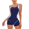 thumbnail image 3 of Traje de baño de una pieza para mujer, cuello en U, ahuecado, teñido anudado, costura, traje de baño con almohadilla en el pecho, azul purpúreo S, 3 of 8
