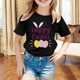 thumbnail image 2 of Toddler Girls Tops & T-Shirts Children's Easter Bunny Print Round Neck Loose Short Sleeve Fashion Casual Comfortable Tshirts Holiday Wear,Black,12-13 Years, 2 of 4