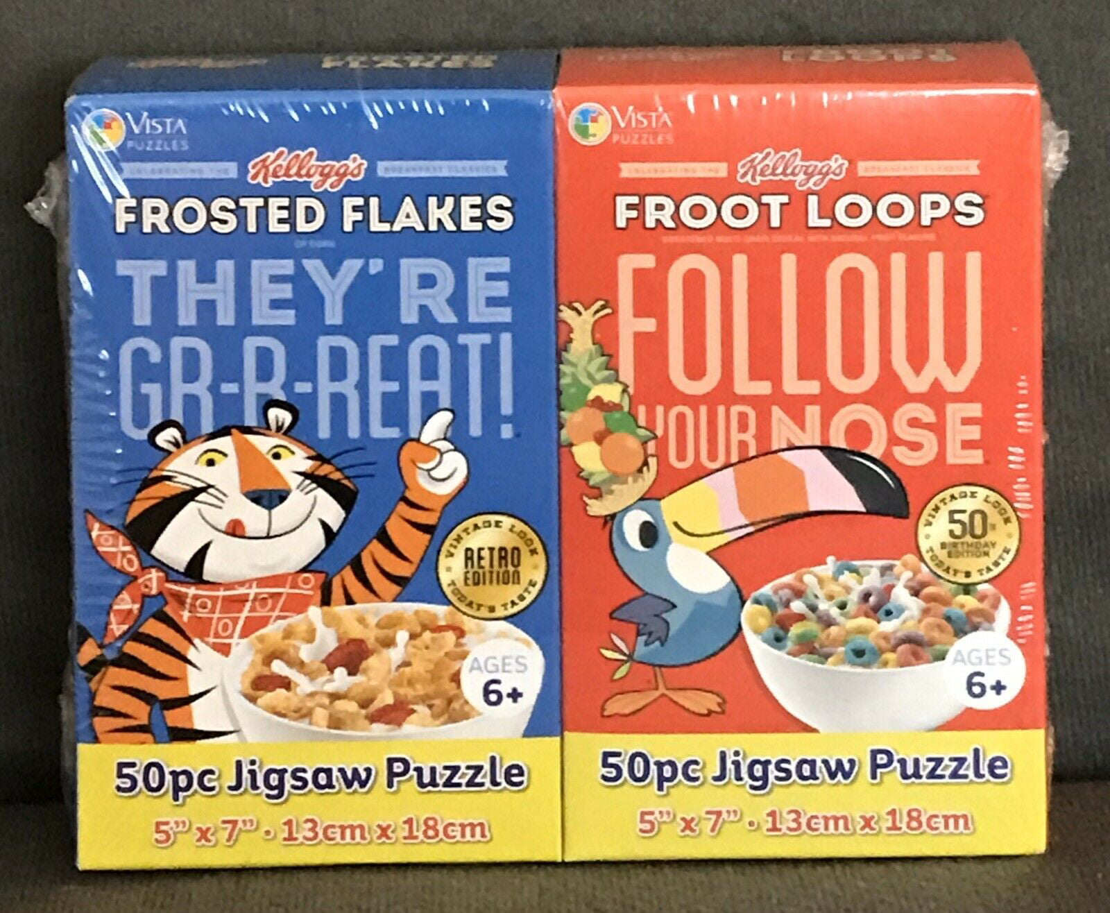 Childrens Jigsaw Puzzles Lot Fruit Loops Apple Jacks Rice Krispies 50 Piece 6+ 
