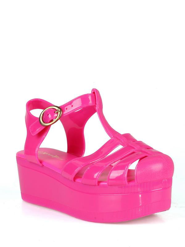 pink platform jelly shoes