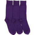 thumbnail image 5 of ToBeInStyle Pack of 3 Unisex Colorful One Size Fits Most Dress Crew Socks - Purple, 5 of 7