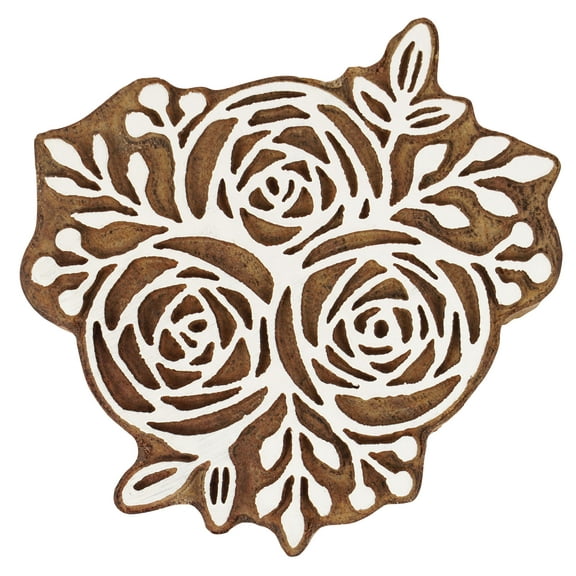 IBA Indianbeautifulart Textile Printing Block Rose Hand Carved Wooden Stamp Wood Block Printing Textile Stamps For Fabric/ Pottery Blocks,3 Inch