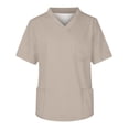 thumbnail image 3 of amkenre Work Tops for Women Summer T-Shirts with Pockets Tight V-Neck Solid Color Short Sleeve Trendy formal Ladies Workwear Casual Comfortable Working Uniform Clothes, 3 of 6