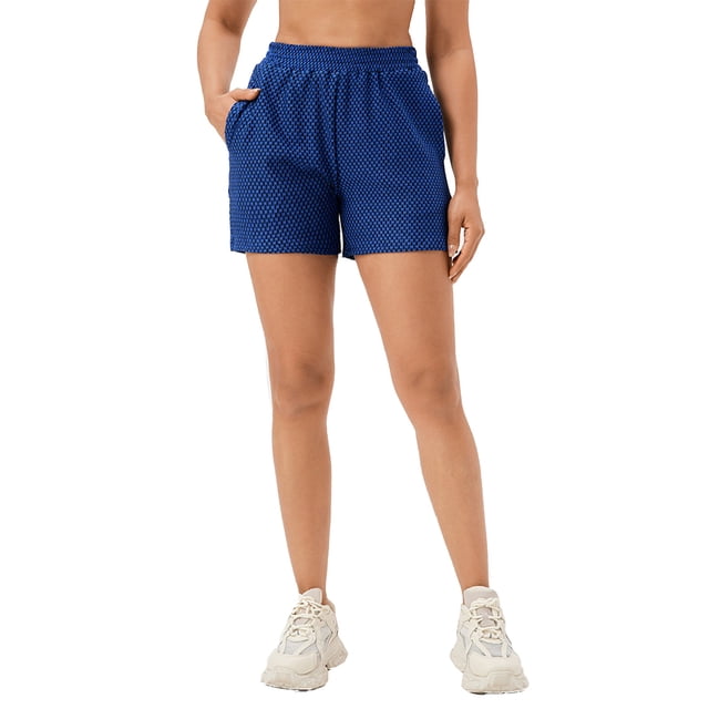 Plebaso Women's Sports Shorts Elastic High Waisted Athletic Shorts Quick Dry Running Shorts with Pockets