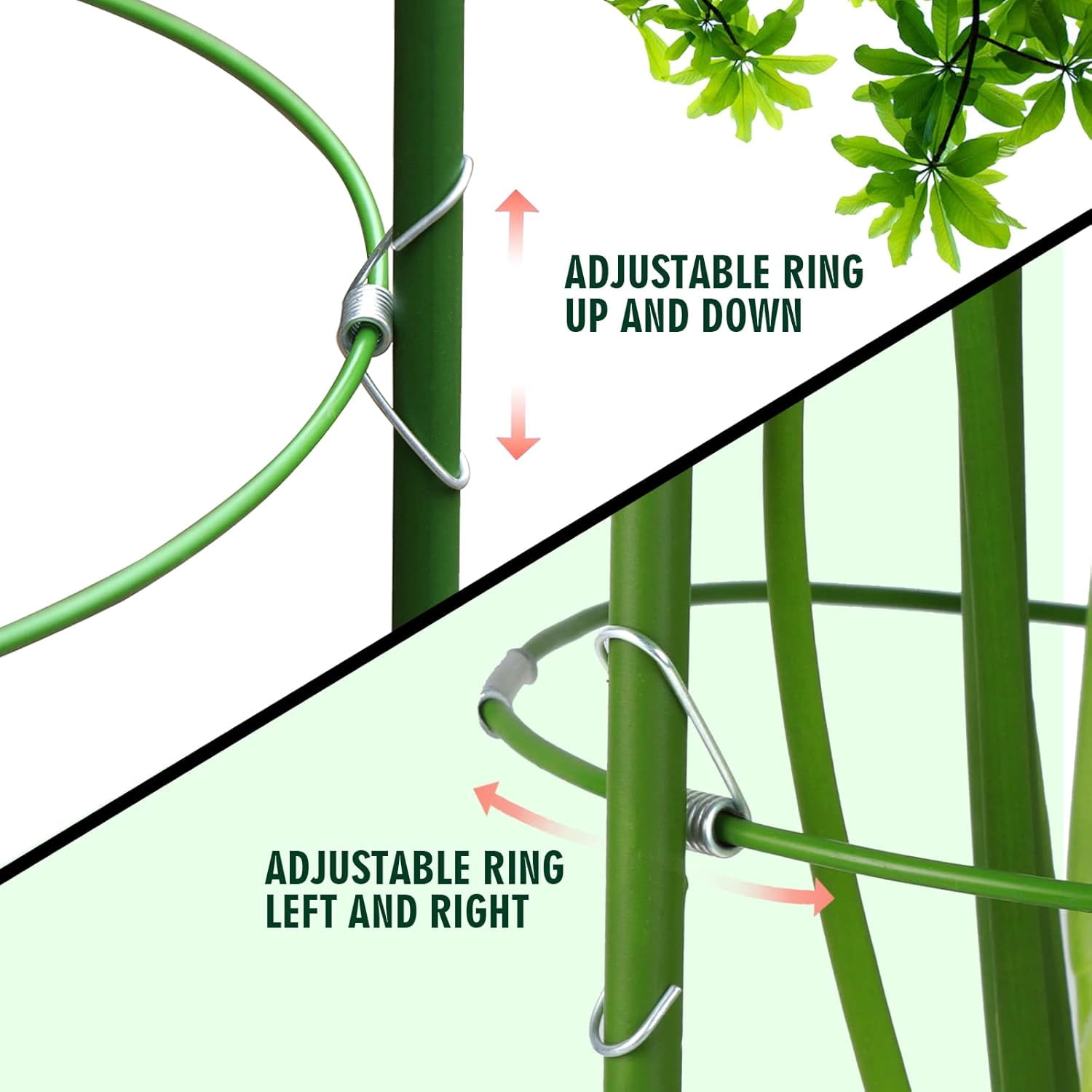 2 Pack Plant Support Cage Rust Resistant Garden Ring Stake Plant Support for Tomato, Trellis, Climbing Plant, Flower, Small Plant Cages for Small Plants,17.7" H