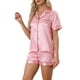 thumbnail image 1 of Conjuntos de pijama para mujer INSPIRE CHIC de manga corta con botones y pantalones cortos, conjuntos de lounge XL en rosa brillante, 1 of 6