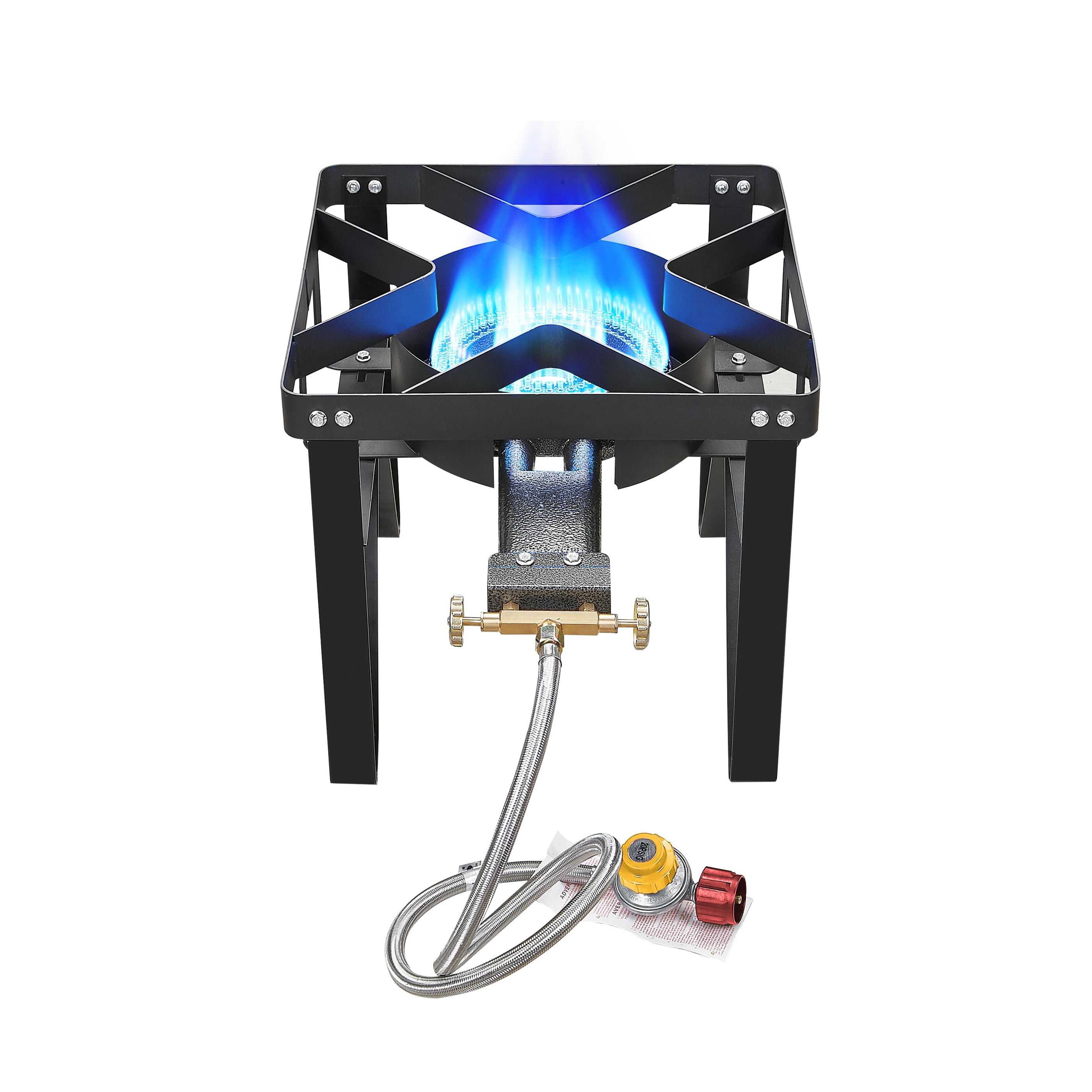 Vivicreate 185000 BTU camping outdoor cast iron party camp garden stove grill propane gas burner include CSA listed regulator and gas pipe