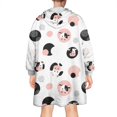 thumbnail image 2 of Wearable Oversized Blanket,White Cow Geometric Pattern Wearable Blanket Hoodie for Adults,Cozy Hooded Blankets with Super Pockets,Super Warm Fuzzy Pullover for Women & Men, 2 of 6