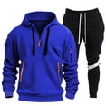 thumbnail image 3 of Solid Track Suits for Men Set Casual Athletic Sweatsuit Full Zip Pullover Long Sleeve Running Sport Outfits Sport Jogger Sweat Suits, 3 of 3