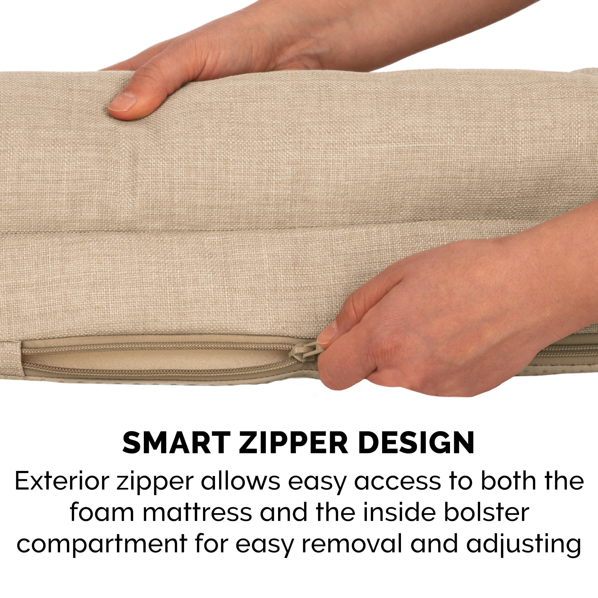FurHaven Plush & Performance Linen Orthopedic Sofa Pet Bed for Dogs & Cats - Flax, Jumbo