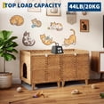 thumbnail image 4 of Double Litter Box Enclosure Furniture, Handwoven Rattan Hidden Cat Litter Box for 2 Cats with Washable Mat & Hooks, Khaki Brown, 4 of 9