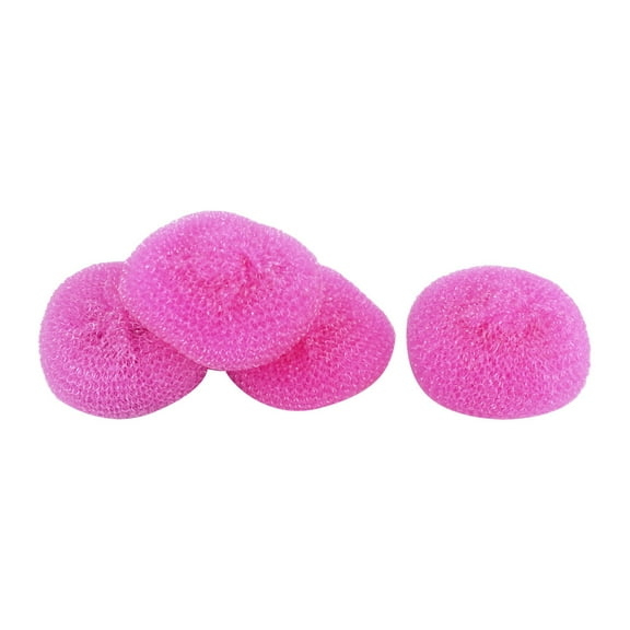 Unique Bargains Dish Pot Pan Plastic Mesh Scrubber Scouring Pads Purple 4pcs for Home Essential