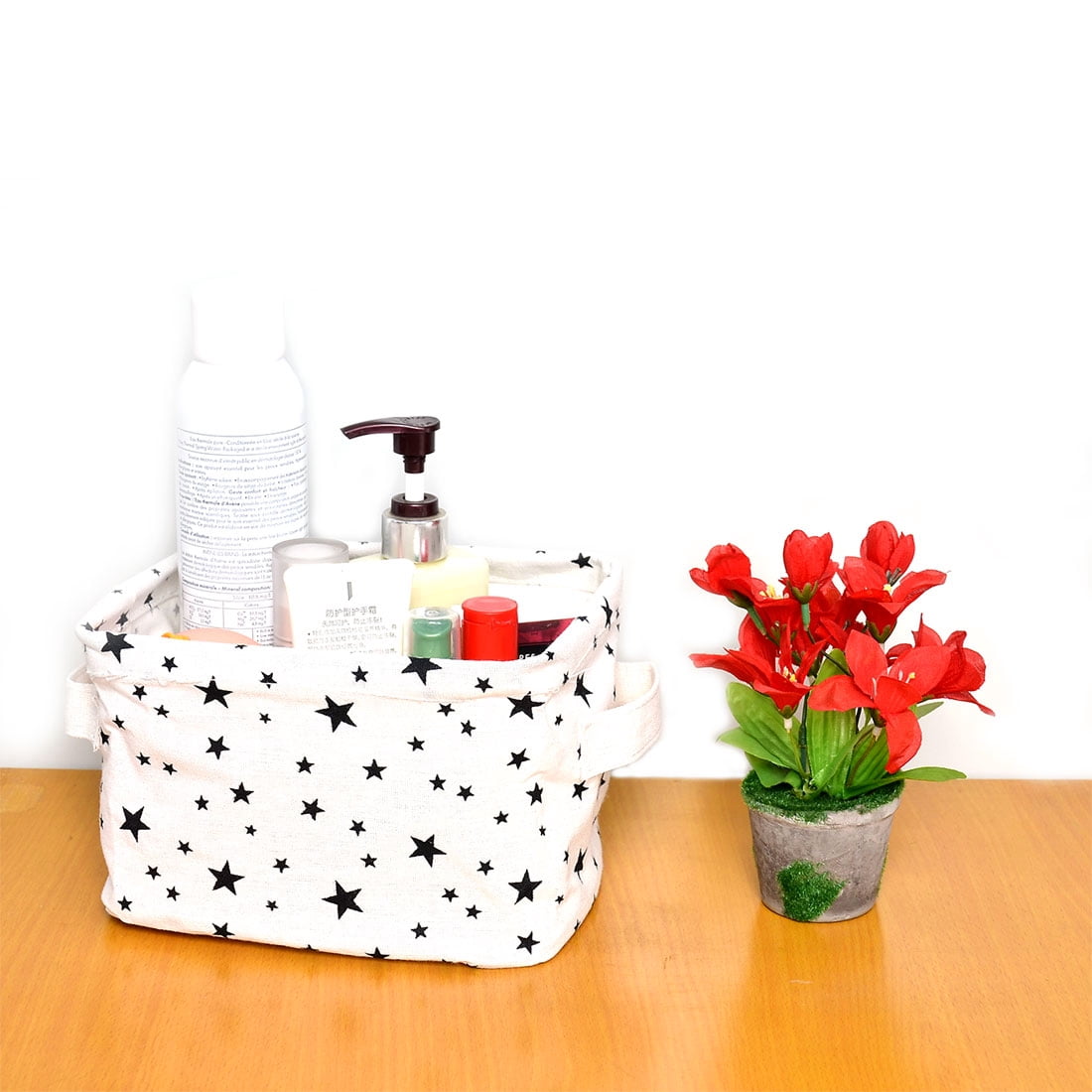 Unique Bargains Fabric Star Household Desktop Makeup Sundries Storage Box Basket Closet