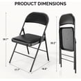 thumbnail image 3 of PEXMOR 4 Pack Black Folding Chair, Padded Cushion Portable Metal Frame PU Leather, Outdoor Office Wedding, 3 of 9