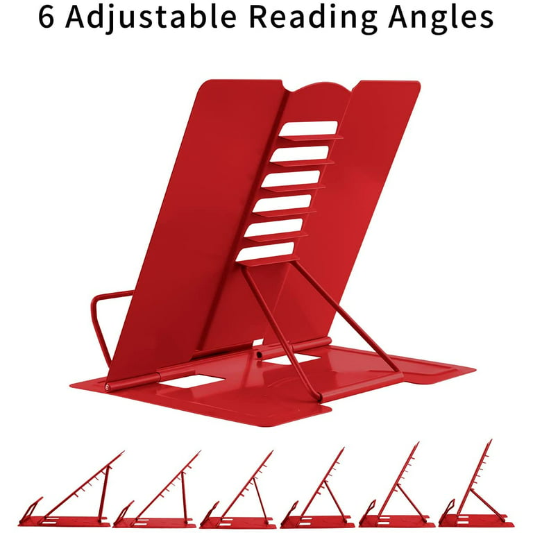 Metal Book Stand Book Holder Book Stand for Reading Adjustable Book Holder  for Reading (Full red)