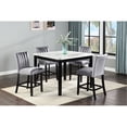 thumbnail image 3 of Engaging Square Counter-height Dining Table With Faux White Marble Tabletop And Black Pedestal Beautiful Deck Solid Base, 3 of 3