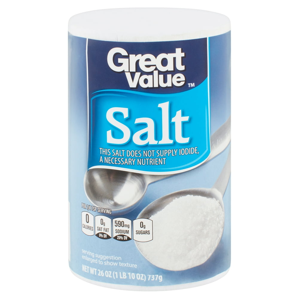 Great Value Plain Salt, 26 oz