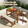 thumbnail image 5 of UBesGoo Patio Wood Kids Activity Table Set, 3Pcs Child Picnic Table with Cushion & Umbrella, for Indoor/Outdoor Homework, Handwork, Crafts, Meal (Brown), 5 of 9