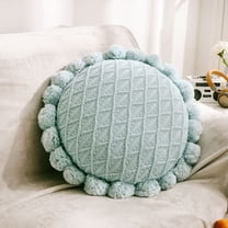 1 Pcs Round Pillows Chunky Knitted Throw Pillows 19.6 Inch Soft Circle Decorative for Home Bed Couch Sofa Decoration，Light Blue