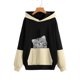thumbnail image 1 of Sudadera ligera con cremallera Gibobby Kawaii Pullover con capucha Suelta color Block negro L, 1 of 5
