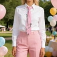 thumbnail image 5 of HOWPAY Womens Tie Unisex Pre-Tied Adjustable Necktie with Sparkly Chain Accessories Solid Color Necktie for Uniform School Accessory Pink, 5 of 6